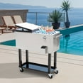 thumbnail image 2 of Outsunny 80 Quart Rolling Cooler Cart Portable Patio Ice Beer Beverage Cooling Bin for Outdoor Party w/ Bottle Opener & Storage Shelf Silver, 2 of 10