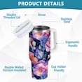 thumbnail image 2 of Yayeee 30oz Stainless Steel Tumbler with Straw and Handle Double-Wall Insulated Travel Water Bottle, Colorful Art Flowers, 2 of 8