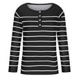 thumbnail image 4 of WREESH Womens Fashion T-Shirts Striped Loose Casual Long Sleeve Round-Neck Ladies Warmth Tops Blouse Pullover Black, 4 of 6