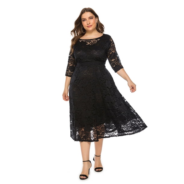 Vestido de fiesta de dama de honor con manga de encaje floral vintage para mujer