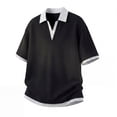 thumbnail image 6 of IhhxPro Men's V-Neck Collared Shirt Stretchable Contrast Stripe Tee Casual Golf Workout Athletic Slim Fit Breathable Short Sleeve M-3XL, 6 of 9