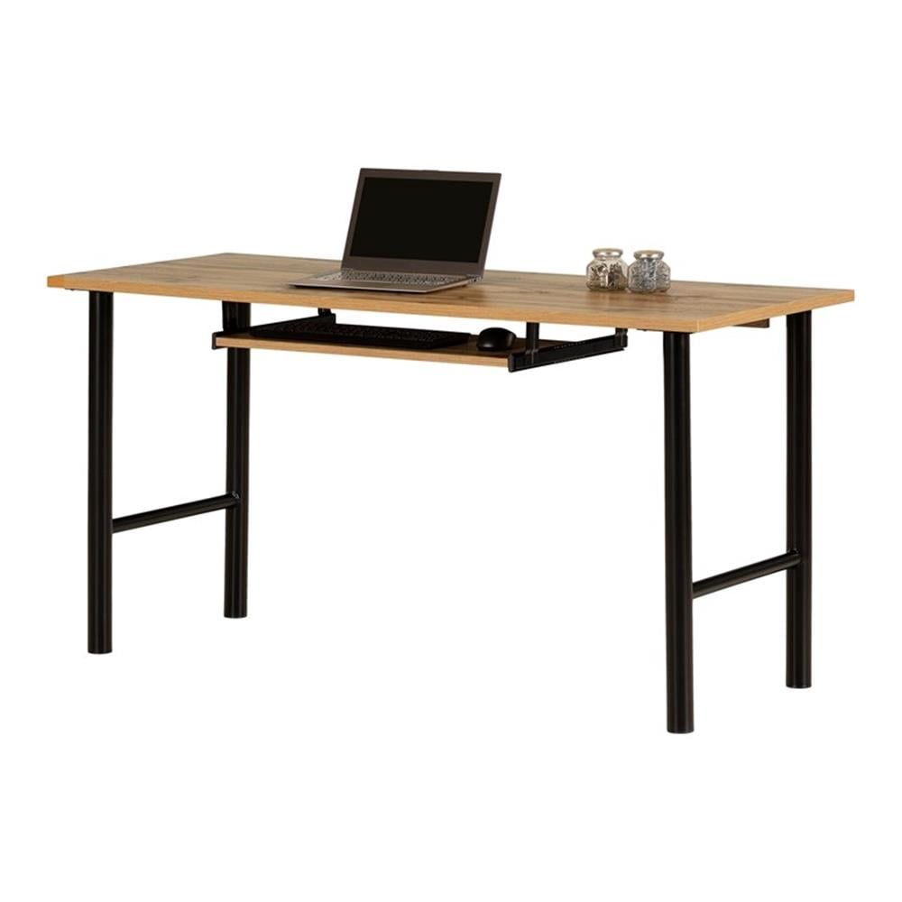 Pemberly Row Contemporary Desk with Keyboard Tray Nordik Oak