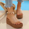 thumbnail image 2 of Rokment Women's Transparent Band Platform Slides Backless Dress Sandals 2026 Summer Casual Clear Wide Straps Chunky Wedge Heels Slip on for Vacation, 2 of 5