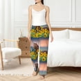 thumbnail image 5 of Disketp Horse Sunflowers Print Women's Comfy Pajama Pants Casual Drawstring Palazzo Lounge Wide Leg Pants, 5 of 7