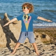 thumbnail image 3 of FORMRS Boys Rash Guard with Short Sleeves UPF 50+ Swim Shirts Sizes 3-12T, Colorful Ice Cream Cat, 3 of 6
