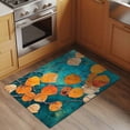 thumbnail image 3 of 2x3 Door Mat Rug, Orange Leaf Non-Skid Rubber Backing Large Rectangle Rugs - Living Room Bedroom Home Office, Abstract Oil Painting Branch Turquoise Indoor Floor Mat Carpets Washable Rug, 3 of 9