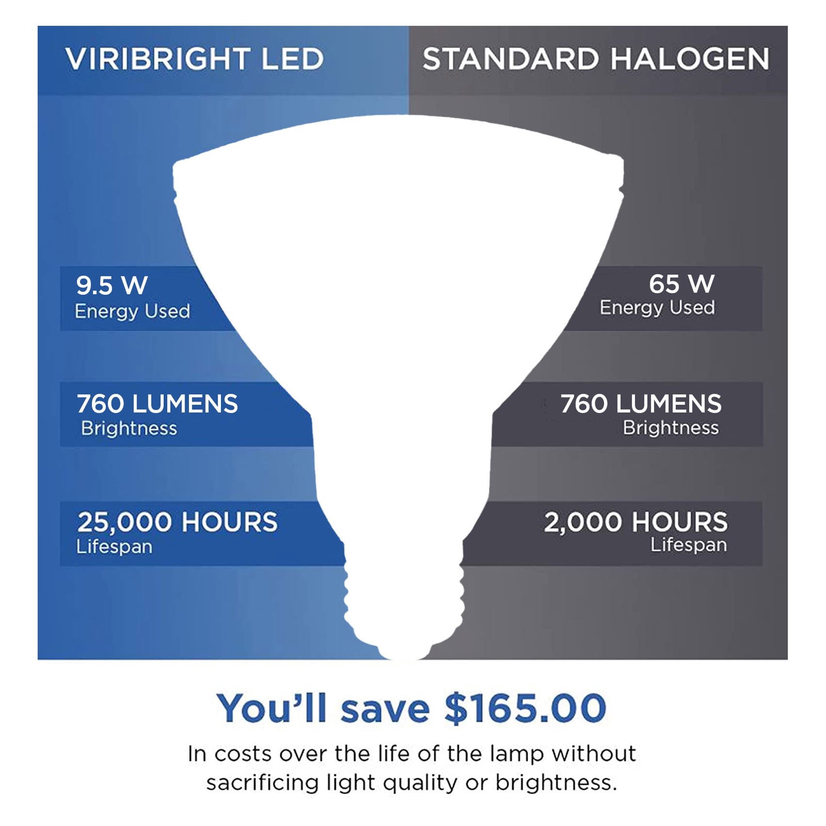 Viribright® 50W Equivalent PAR30 LED Flood Light Bulbs, 2700K, E26 (2-Pack)
