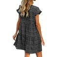 thumbnail image 6 of ZXZY Women Floral Printed Ruffled Sleeves V Neck Babydoll Mini Dress, 6 of 8