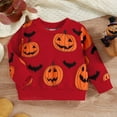 thumbnail image 2 of Otqutp Baby Loose Pullovers Toddler Boys Girls Halloween Long Sleeve Pumpkin Prints Pullover T Shirt Fashion Sweatshirt Tops for 0-4 Years Knitted Outwear(Red,12-18 Months), 2 of 5