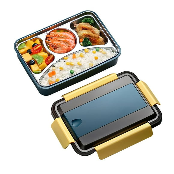 Bewildely Fiambrera portátil Bento Box Caja de alimentos termo de grado alimenticio Contenedor de alimentos resistente al calor Contenedor de almuerzo a Mostrada Azul Bewildely HA027876-01