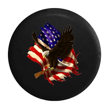 American Bald Eagle Carrying Break Action Shotgun with American Flag Black 27.5
