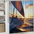 thumbnail image 6 of Pratyus Sailboat Ocean Sunset Polyester Shower Curtain Set with Hooks for Chic Elegant Bathroom Decor, Waterproof Bathroom Shower Curtain Set in Various Sizes 69"x72, 6 of 7