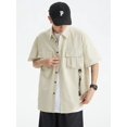 thumbnail image 3 of Camisas cargo de manga corta vintage japonesas de verano para hombres 2023, nuevas blusas lisas con múltiples bolsillos y hebillas de cincha, 3 of 5