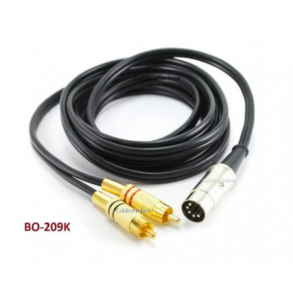 9ft 5Pin Din Male to 2RCA Male Professional Grade Audio