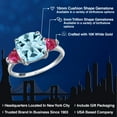 thumbnail image 2 of Gem Stone King 5.11 Ct Cushion Sky Blue Topaz Red Created Ruby 10K White Gold Ring (Size 7), 2 of 6