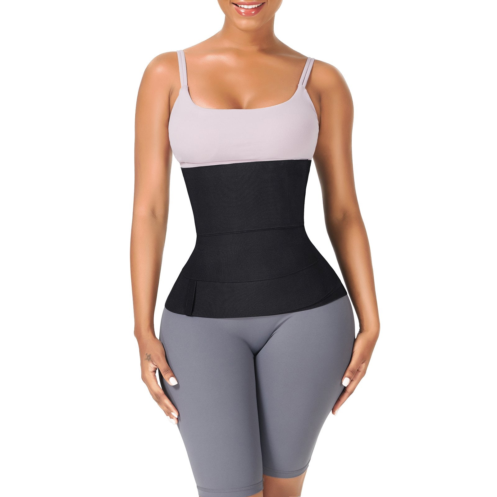 Invisible Wrap Waist Trainer for Women Tummy Wrap Waist wraps Bandage for stomach training and help sweating Black 