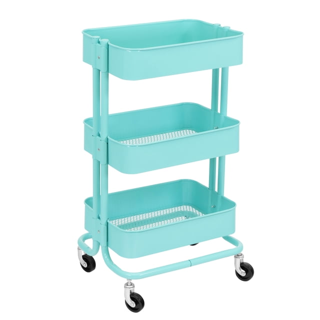 Carrito Organizador Onof CARR- Auxiliar de Almacenamiento 3 Niveles Turquesa