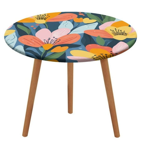 

ZHANGS Playful Freesia Patch 1785 Round Table Cover Stain-Resistant Fitted Tablecloth Oil-Proof Wipeable Elastic Table Cover Waterproof Table Cloth for Halloween Thanksgiving Christmas