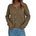 thumbnail image 3 of PRETTYGARDEN Women's Knit Cardigan Sweaters Fall Fashion Long Sleeve Open Front Button Down Trendy Casual Sweater Jacket, 3 of 8
