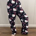 thumbnail image 3 of Pijamas de Anime Sanrio Hello Kitty de franela negra para mujer, pantalones casuales de lana kawaii de dibujos animados blancos, pantalones de moda de otoño, 3 of 5