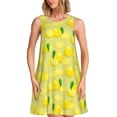 thumbnail image 1 of Fotbe Bright Lemons Vestido de Verano sin Mangas para Mujer – Vestido Midi Línea A, Estilo Camiseta Floral, Vestido Playero Casual y Fluido, 1 of 7