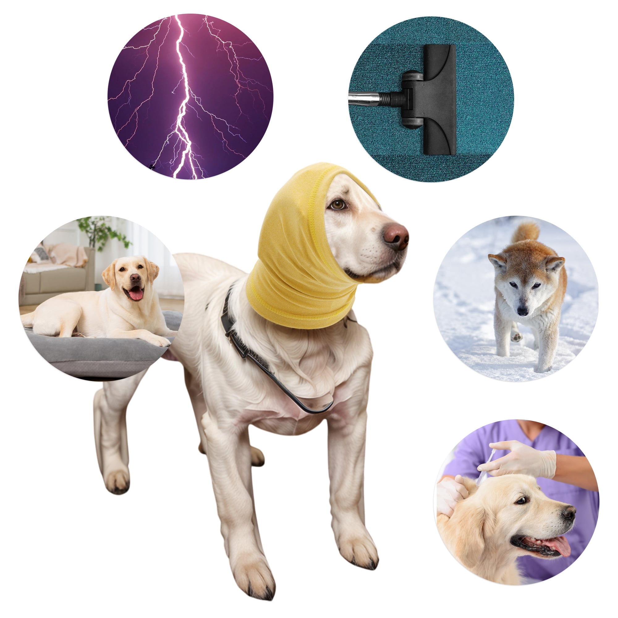 Unique Bargains Dogs Calming Headband Dog Ear Muff Noise Protection Yellow S