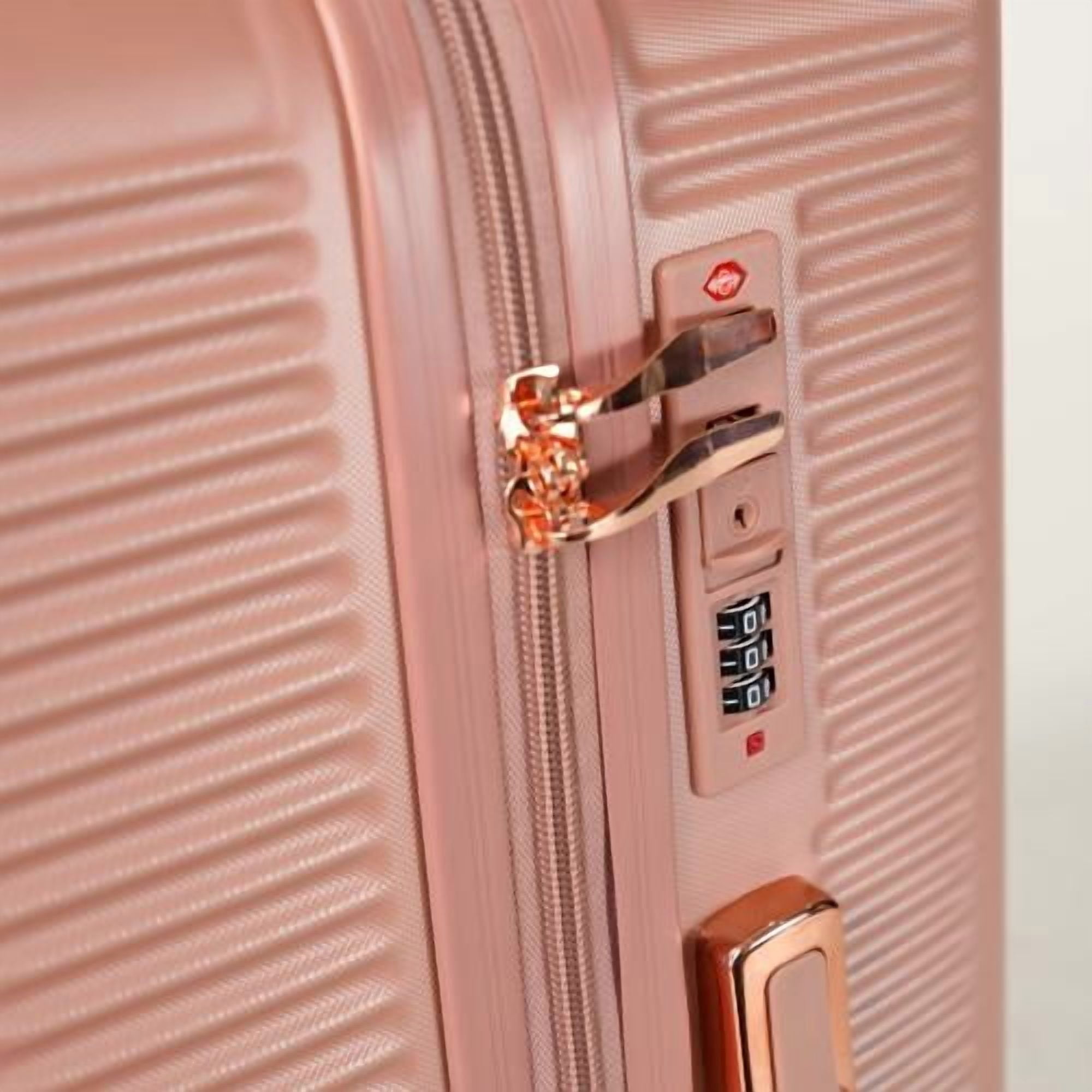 4-Piece Lightweight ABS Hard Shell Luggage Set with 360° Dual Spinner Wheels & Built-In Combination Lock, Scratch-Resistant Modern Travel Suitcase, Rose Gold
