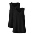 thumbnail image 5 of Htigea Clearance 2Pc Women Summer Deep V Neck Tank Top Loose Fit Flowy Sleeveless Shirt Black,XL, 5 of 5