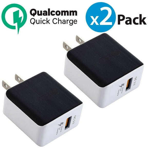 2-Pack FREEDOMTECH 3.0 Quick Charge Certified 18W Fast Rapid USB Wall Charger Adapter For Apple iPhone X iPhone 8 Plus Samsung Galaxy S8 S9  Plus Note 9 Note 8 Galaxy S7 Edge LG G7 Google Pixel 2 XL
