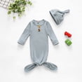 thumbnail image 2 of Ruyang New Born Baby Knotted Gown, Toddler Long Sleeve Sleeper Soft Romper with Mittens and Hat Set for Boyss Girls, 2 of 9
