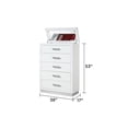 thumbnail image 6 of Coco 5-Drawer Modern Wood Chest with Mirror in White, 6 of 6