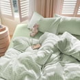 thumbnail image 5 of 3 Pieces Boho Light Green Plaid Bedding Set Grid Duvet Cover with Zipper Ties 100% Washed Microfiber Bedding Set Luxury Soft Breathable Durable,Full Size, 5 of 5