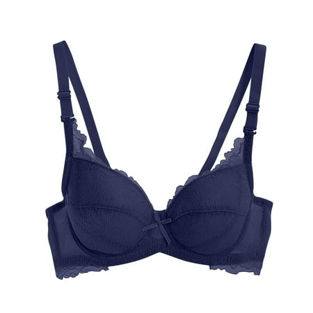 Lovzfmll Daily Wear Bras for Women  Women s Bralette Wireless Padded Bra Top Sexy Lace Patchwork Bra With Breathable and Sagging Lightweight Underwear Everyday Basic Bras Blue 40/90