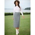 thumbnail image 3 of DARING DIVA Women's Ribbed Knit Elastic High Waist Sweater Midi Skirt XL Grey, 3 of 7