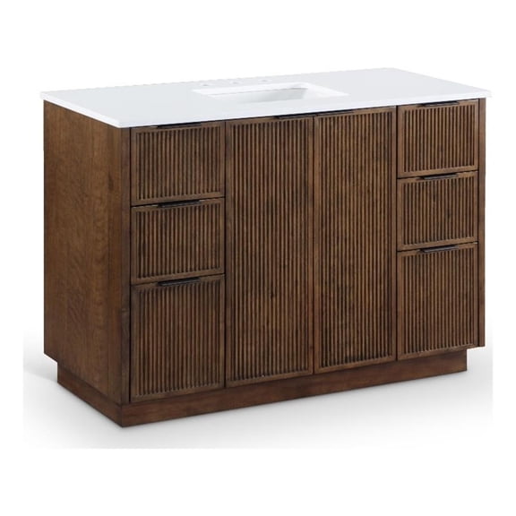 Meridian Furniture Willard 48" Brown Engineered Stone Bathroom Vanity