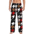 thumbnail image 2 of Goofa Houndstooth Green Red Printed Soft Pajama Pants for Men, Wide Leg Comfy Casual Lounge Yoga Pants-X-Large, 2 of 9