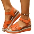 thumbnail image 2 of Domuza Women Orthopedic Wedge Platform Sandals, Adjustable Strap Non Slip Breathable Thick Sole Summer Casual Shoes Orange 5.5（EU-36）, 2 of 6