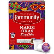 Community Coffee Mardi Gras King Cake Flavored 24 Count Coffee Pods, Medium Roast, Compatible with Keurig 2.0 K-Cup Brewers, 24 Count (Pack of 1)
