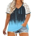 thumbnail image 1 of Hauts d'Été Grande Taille pour Femmes Manches Courtes en Dentelle Blouses d'Été Patchwork Imprimé Amples Grande Taille Col en V T-Shirts Manches Courtes Col en V Femmes en Solde, 1 of 5