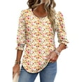 thumbnail image 3 of Fantaslook Blouses for Women Dressy Casual 3/4 Length Sleeve Womens Tops with Smocked Cuffs Fashion Shirts, 3 of 8