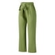 thumbnail image 3 of Pantalones anchos de algodón y lino para mujer: cintura alta elástica, cordón, transpirables, ropa informal para la oficina y la playa, tallas S-XXL, cintura de 66 a 88 cm., 3 of 3