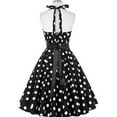 thumbnail image 4 of DeHolifer Women Dresses Vintage Rockabilly 50s Retro Hepburn Style Halterneck A-Line Swing Dresses Black M, 4 of 5