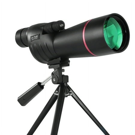 Symkmb Zoom 25x-75x Spotting Scope HD Monocular Powerful Telescope Waterproof Long Range with Tripod for Bird Watching Camping plastic Black