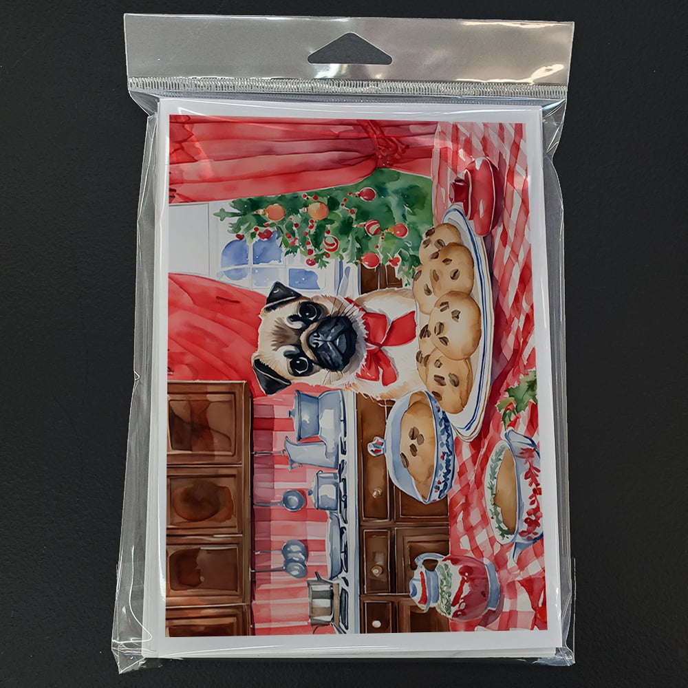 Pug Christmas Cookies Greeting Cards Pack of 8 7 in x 5 in