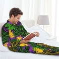 thumbnail image 6 of Salouo Mardi Gras7 Print Button-Front Long Sleeve Pajama Set for Men, Soft 2Pjs Men's Long Sleeve Sleepwear-Large, 6 of 7