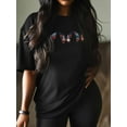 thumbnail image 3 of Women's T-Shirt Retro Butterfly American Flag Stripes Stars Roses Short Sleeve Casual Tee Classic Crew Neck T Shirt for Women Black, L, 3 of 7