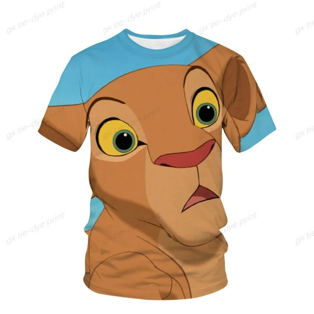 Disney Lion King Simba 3D PrintedAnime niños camiseta verano Casual lindo niños niñas camiseta Tops cuello redondo niños camisa Anime Clothing100 Gao Jinjia LED