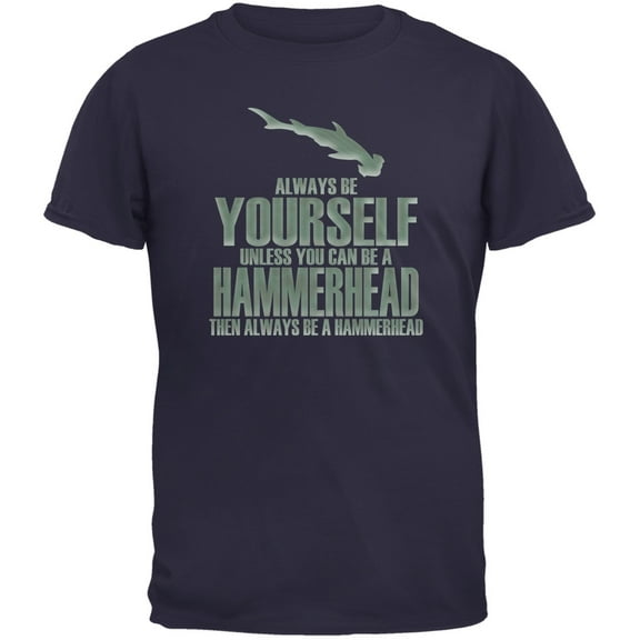 Always Be Yourself Hammerhead Shark Navy Youth T-Shirt - Large(14/16)