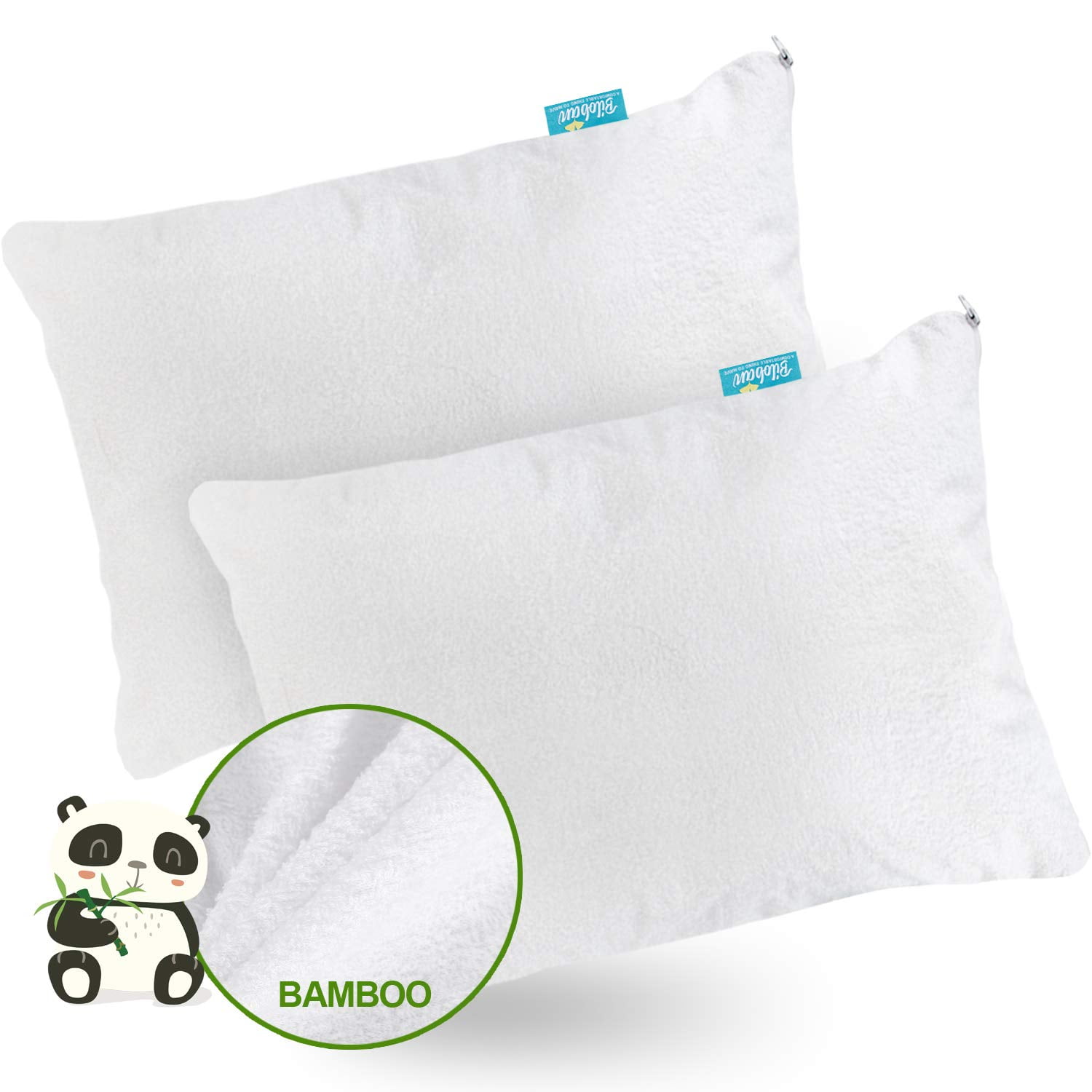 Toddler Pillow Protector 2 Pack, Waterproof Toddler Pillowcase, Smooth Bamboo Terry, Noiseless