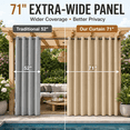 thumbnail image 2 of Lapalife Outdoor Curtains for Patio Waterproof W71xL96, Blackout Weighted Outside Curtains Weatherproof UV Resistant Privacy for Porch, Pergola, Beige, 1 Panel, 2 of 8